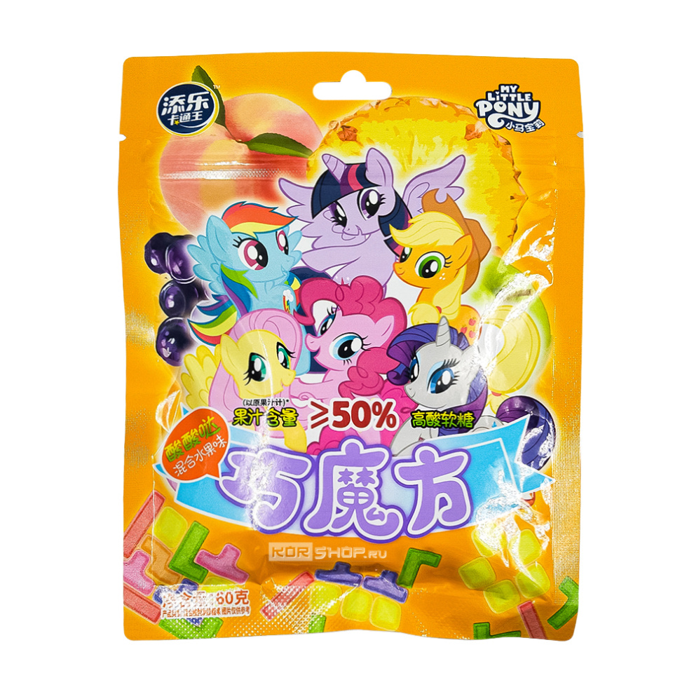 Жевательный мармелад с фруктовым соком в кислой посыпке Микс фруктов Magic Cube Tala's, Китай, 60 г