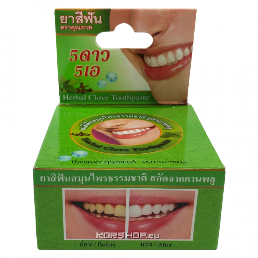 Травяная зубная паста с гвоздикой 5 Star, Таиланд, 25 г Травяная зубная паста с гвоздикой 5 Star, Таиланд, 25 г