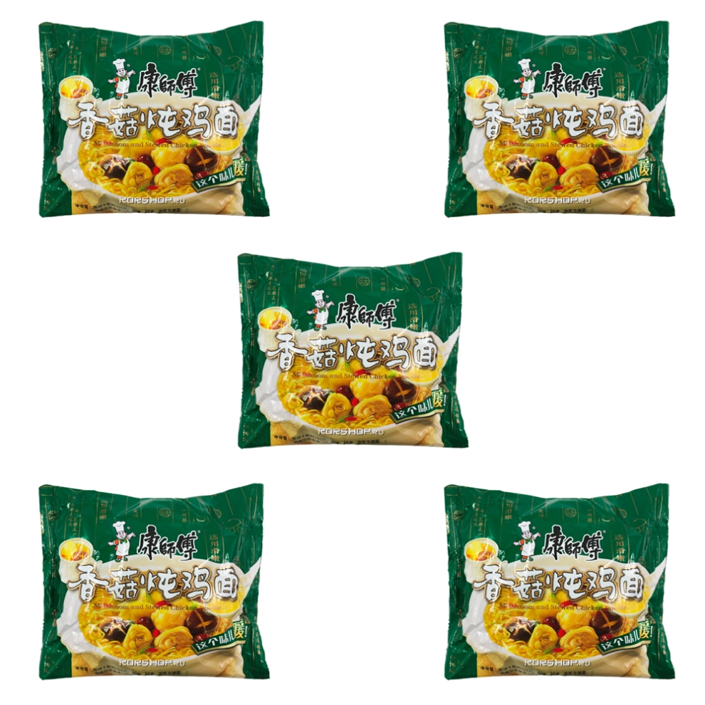 Лапша со вкусом тушеной курицы с грибами шиитаке Kangshifu, Китай, 5шт * 101 г Лапша со вкусом тушеной курицы с грибами шиитаке Kangshifu, Китай, 5шт * 101 г