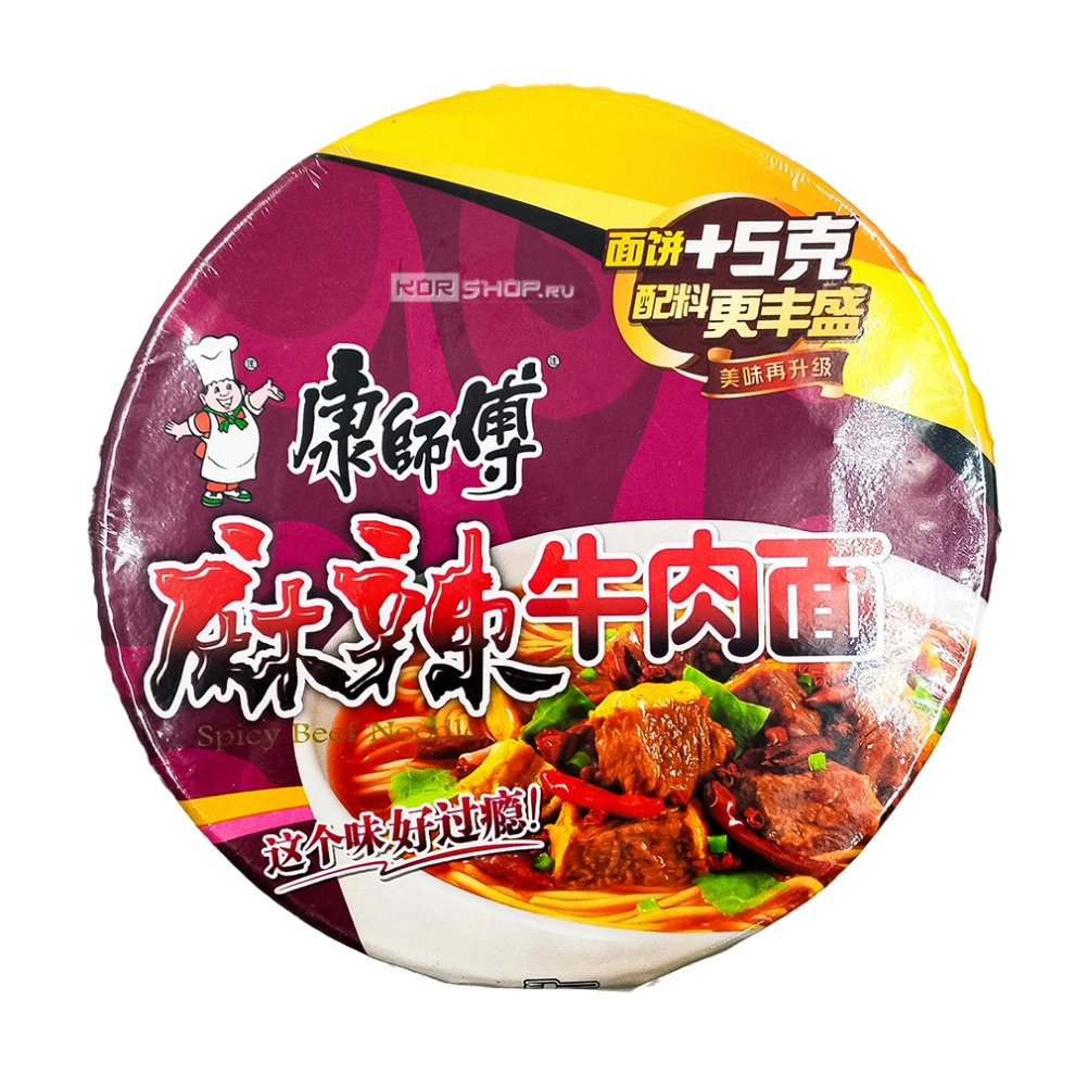 Лапша б/п со вкусом острой говядины с сычуаньским перцем Kangshifu, Китай, 108 г