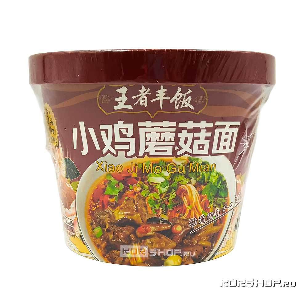 Лапша б/п со вкусом тушеной курицы с грибами Ванджэ Фэн Фань Лэйця / Wang Zhe Feng Fan Leiqia, Китай, 117 г