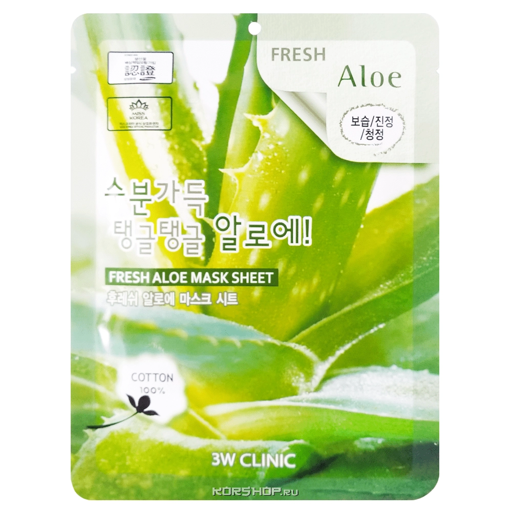 Маска с экстрактом алоэ Fresh 3W Clinic, Корея, 23 г