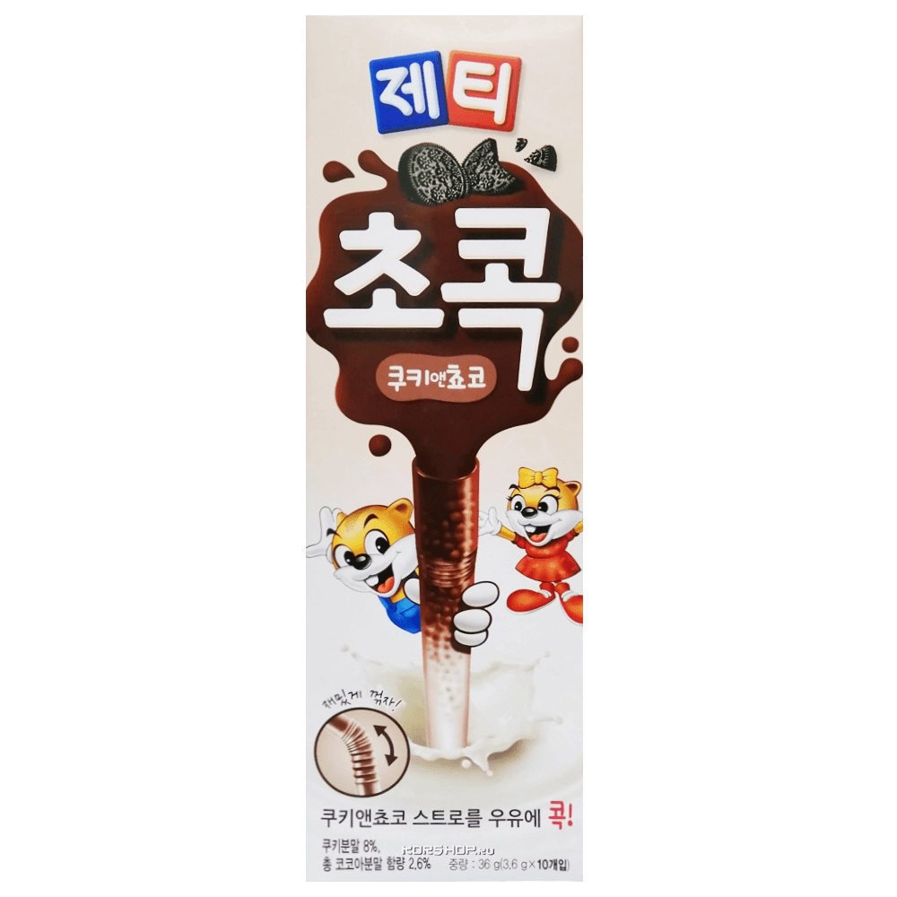 Гранулы со вкусом шоколада и печенья в трубочке "Джетти Чокок", Корея, 36 г