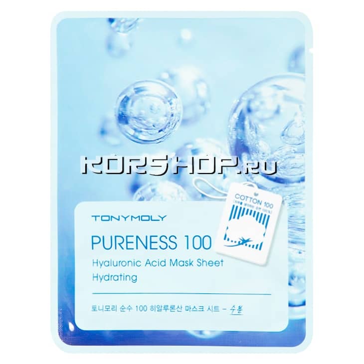 Маска для лица с гиалуроновой кислотой Pureness 100 Hyaluronic Acid Mask Sheet Tony Moly, Корея, 21 мл