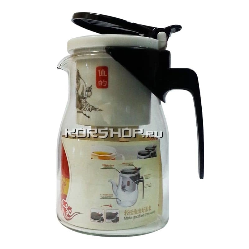 Кружка с кнопкой с керамической колбой Гунфу (кувшин) 900 мл