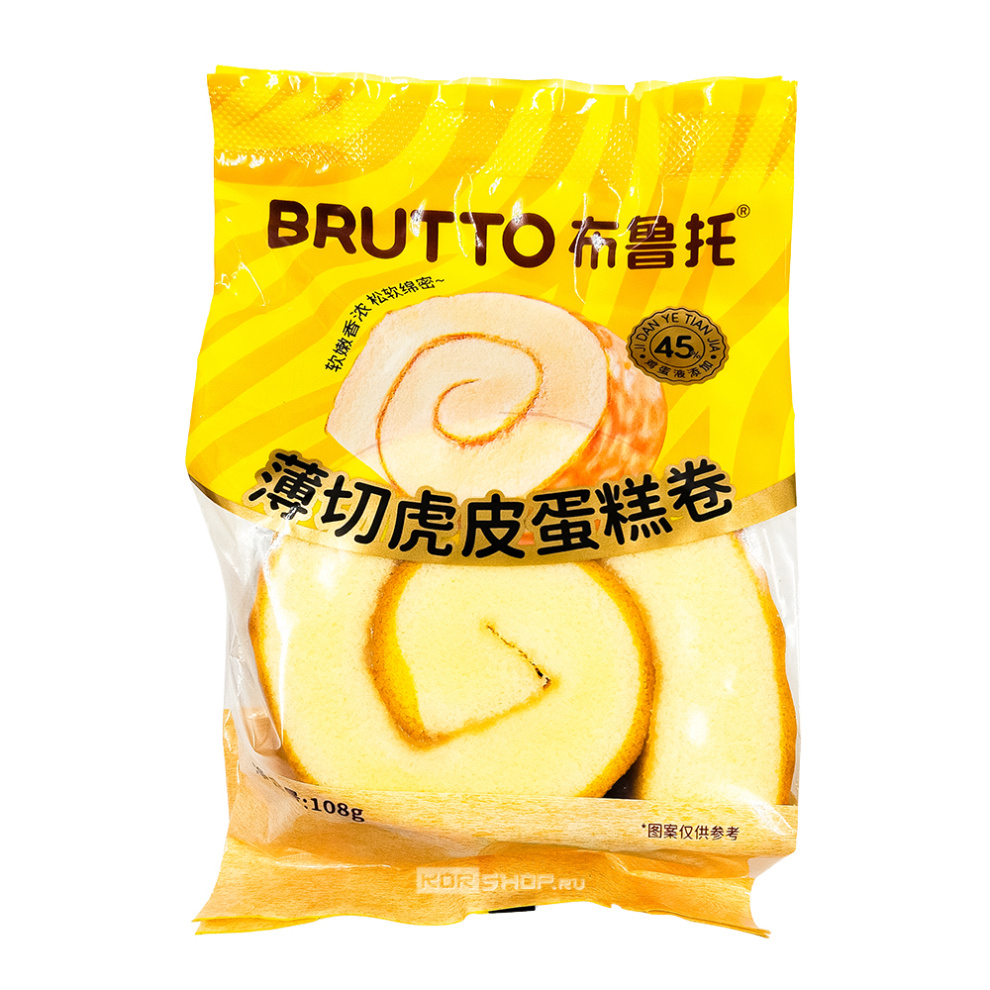 «Тигровый» рулет из хлопкового бисквита Brutto, Китай, 108 г