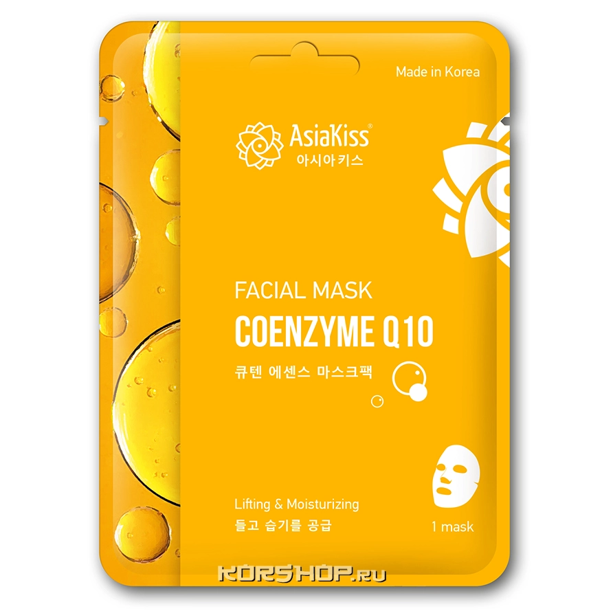 Маска для лица с коэнзимом Q10 Essence Facial Mask Asia Kiss, Корея, 22 мл Маска для лица с коэнзимом Q10 Essence Facial Mask Asia Kiss, Корея, 22 мл