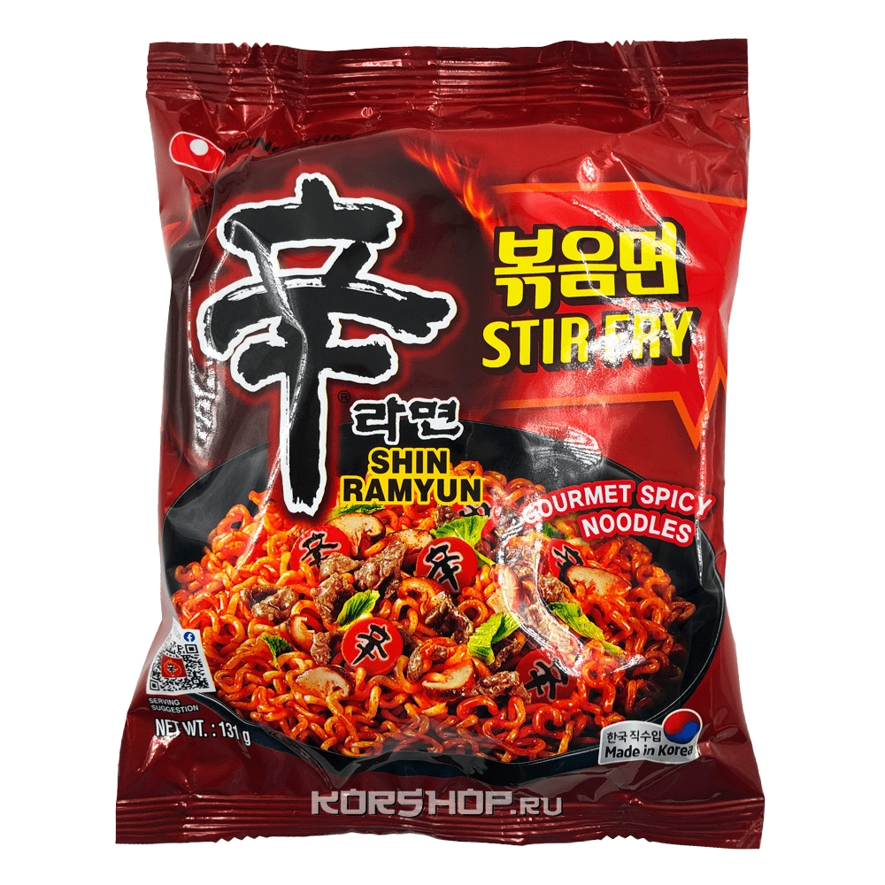 Лапша б/п Шин Рамен Shin Ramyun Stir Fry Nongshim, Корея, 131 г