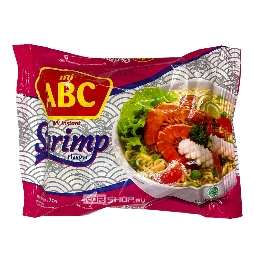Суп-лапша б/п со вкусом креветок Mi ABC (пакет), Индонезия, 70 г Суп-лапша б/п со вкусом креветок Mi ABC (пакет), Индонезия, 70 г