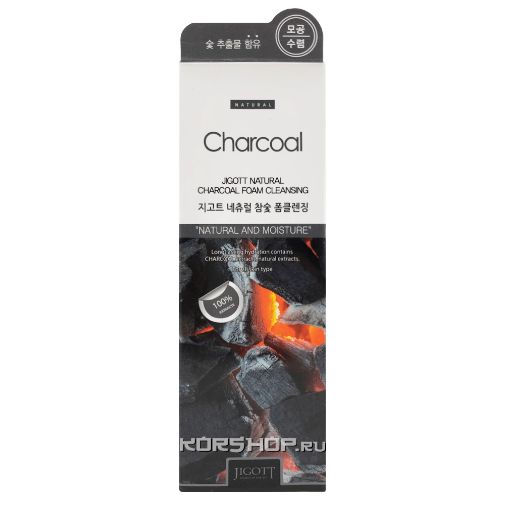 Пенка для умывания с углём Jigott, Корея, 180 мл