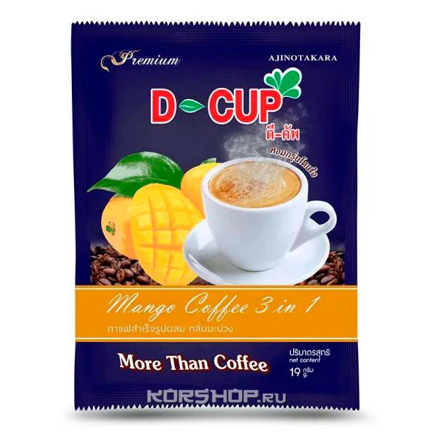 Растворимый кофе 3 в 1 со вкусом манго D-Cup Ajinotakara, Таиланд, 19 г