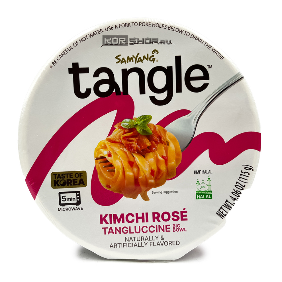 Паста со вкусом кимчи в сливочно-томатном соусе Tangle Kimchi Rose Tangluccine Samyang, Корея, 115 г (чашка)