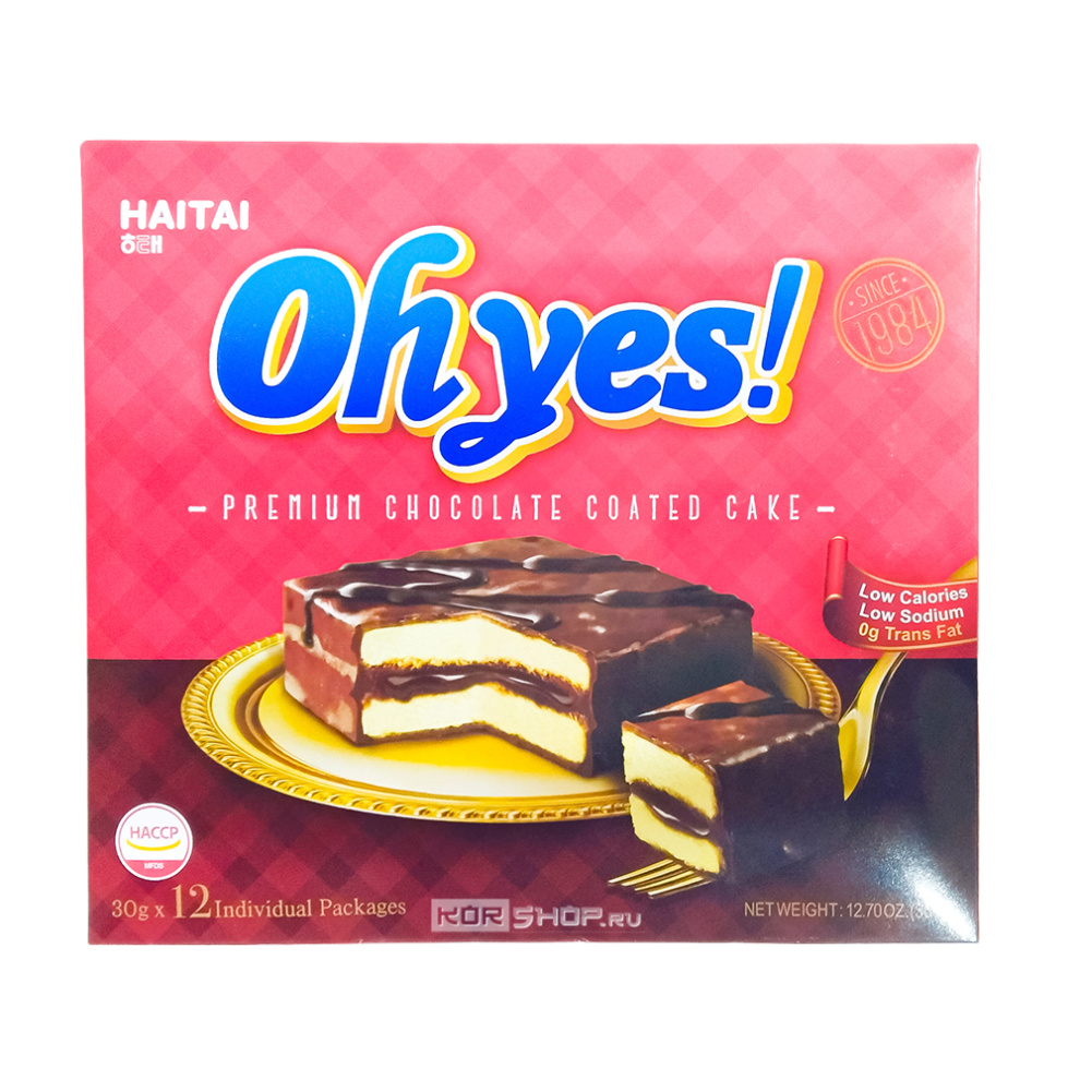 Пирожные в шоколадной глазури OhYes «Ойес», Корея, 235 г