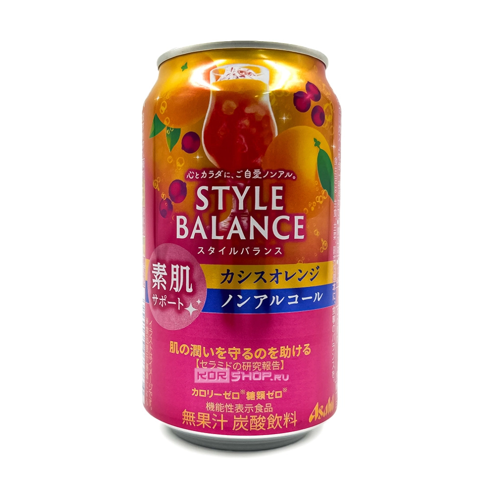 Напиток б/а газированный со вкусом черной смородины и апельсина Style Balance Asahi, Япония, 350 мл Напиток б/а газированный со вкусом черной смородины и апельсина Style Balance Asahi, Япония, 350 мл