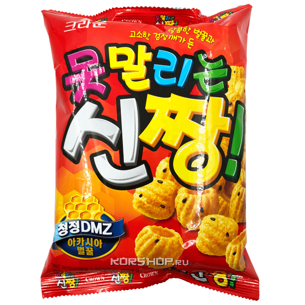 Чипсы со вкусом меда с семенами черного кунжута Shinzzang Crown, Корея, 120 г.