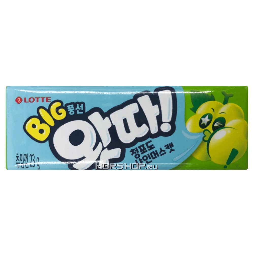 Жевательная резинка со вкусом зеленого винограда Whatta Big Lotte, Корея, 23 г Жевательная резинка со вкусом зеленого винограда Whatta Big Lotte, Корея, 23 г
