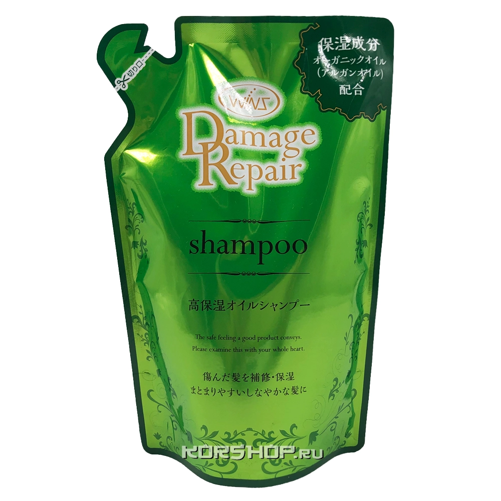 Восстанавливающий шампунь с маслом арганы Damage Repair Wins, Япония, 340 г