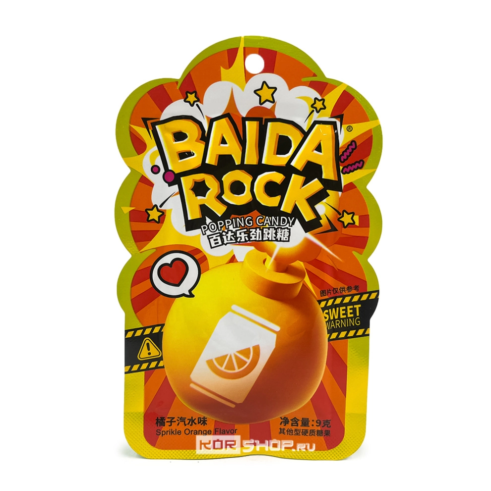 Карамель взрывная со вкусом апельсина Popping Candy Baida Rock, Китай, 9 г Карамель взрывная со вкусом апельсина Popping Candy Baida Rock, Китай, 9 г