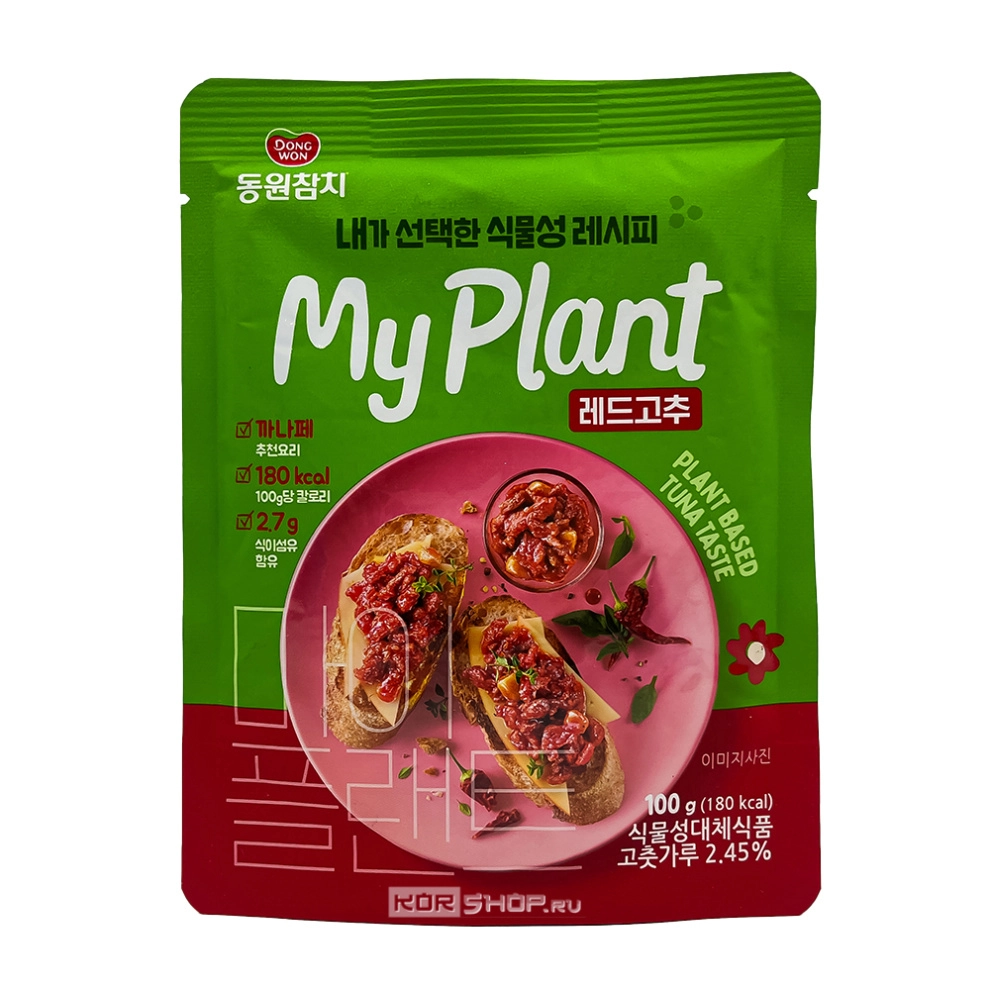 Растительный веганский тунец в масле с красным перцем My Plant Dongwon, Корея, 100 г Растительный веганский тунец в масле с красным перцем My Plant Dongwon, Корея, 100 г