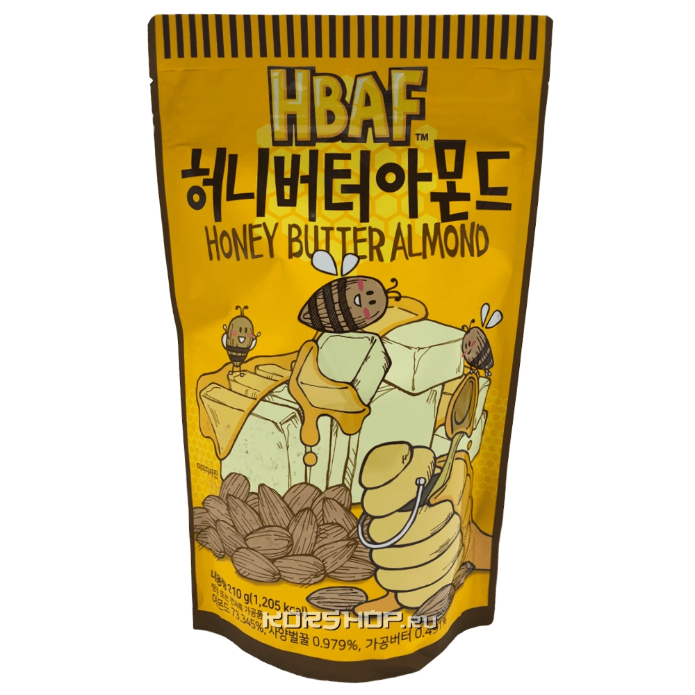 Миндаль со вкусом меда и масла Hbaf, Корея, 210 г Миндаль со вкусом меда и масла Hbaf, Корея, 210 г