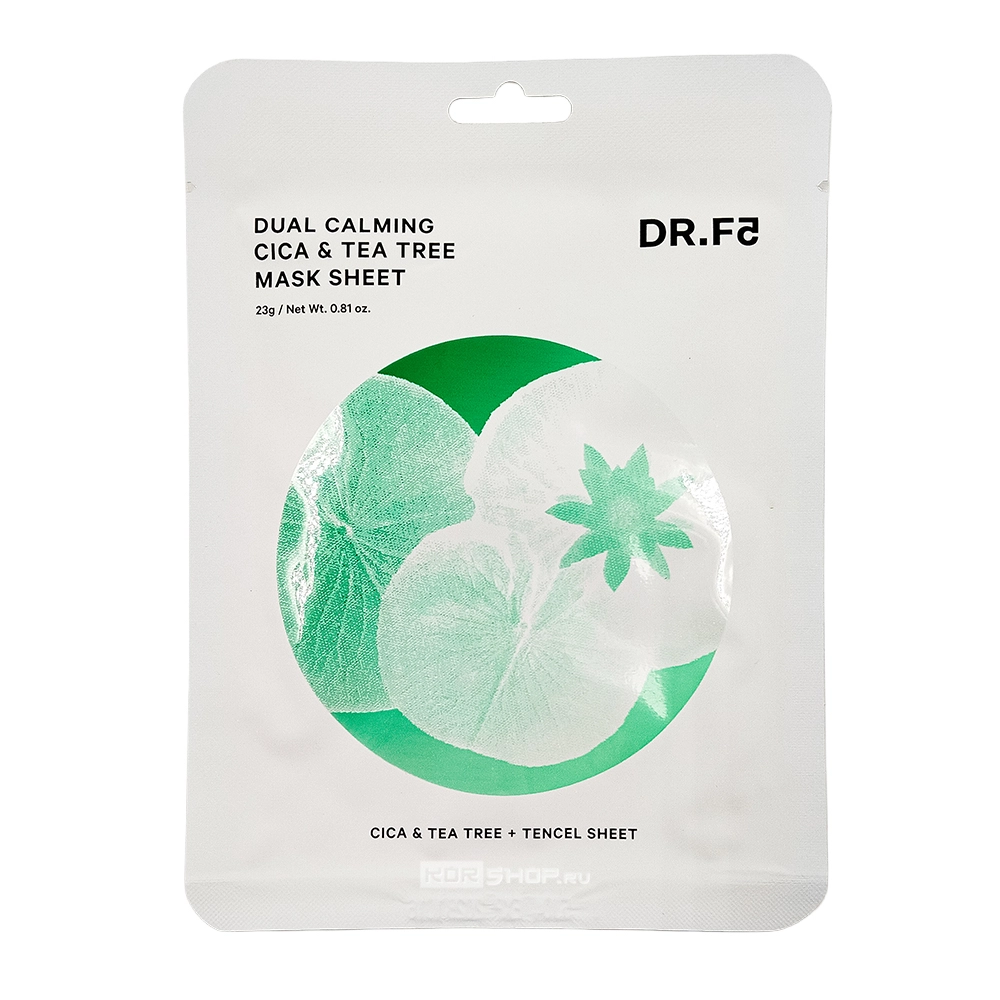 Успокаивающая маска двойного действия с центеллой и чайным деревом DR.F5, Корея, 23 г Успокаивающая маска двойного действия с центеллой и чайным деревом DR.F5, Корея, 23 г