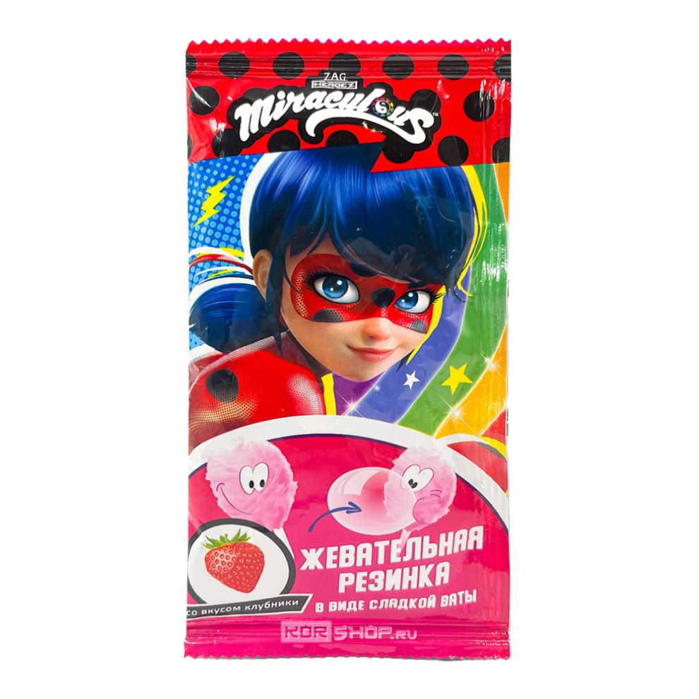 Жевательная резинка в виде сладкой ваты со вкусом клубники Леди Баг, Китай, 5 г