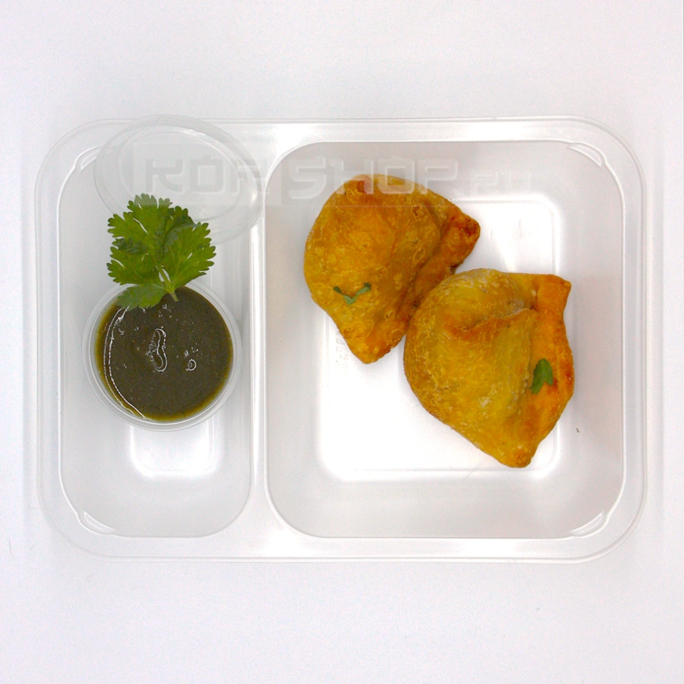 Индийские пирожки Самоса с картофельно-гороховой начинкой (2 шт.) + соус с мятой и кинзой (1 шт.) Ashokas, 150 г