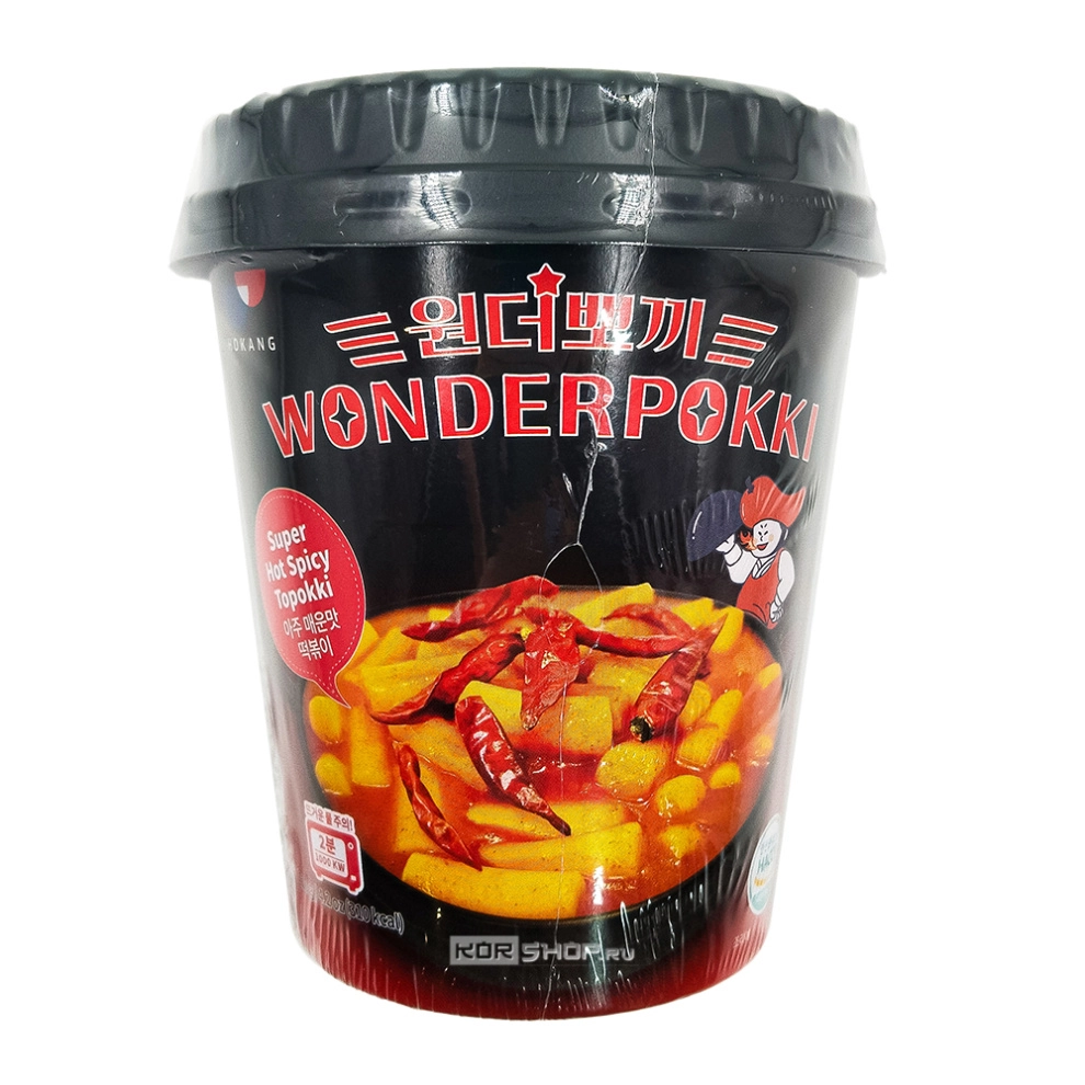 Токпокки в остром соусе со вкусом курицы Super Hot Spicy Tteokbokki Wonderpokki Hokang, Корея, 120 г