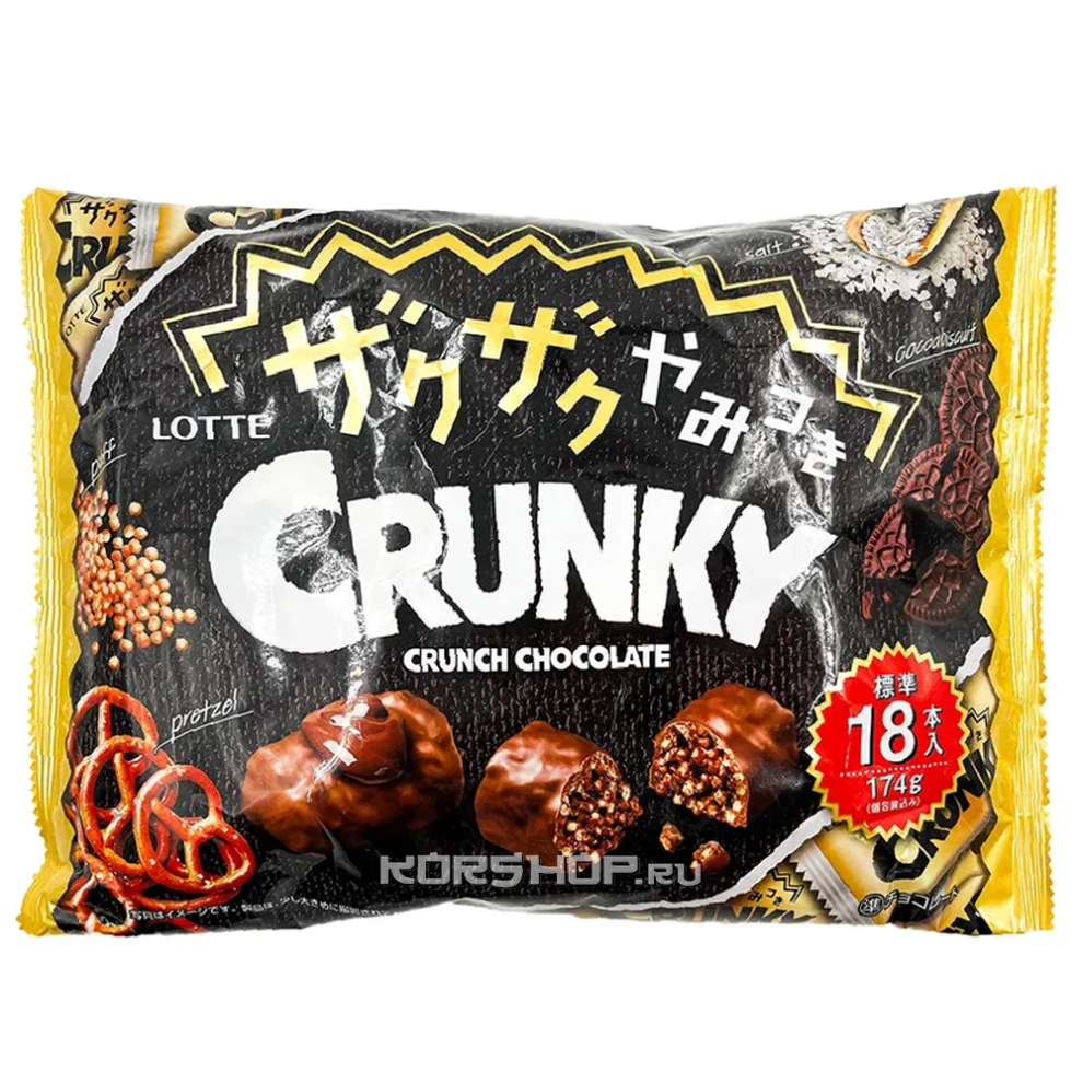 Шоколад хрустящий семейная пачка Crunky Lotte, Япония, 174 г