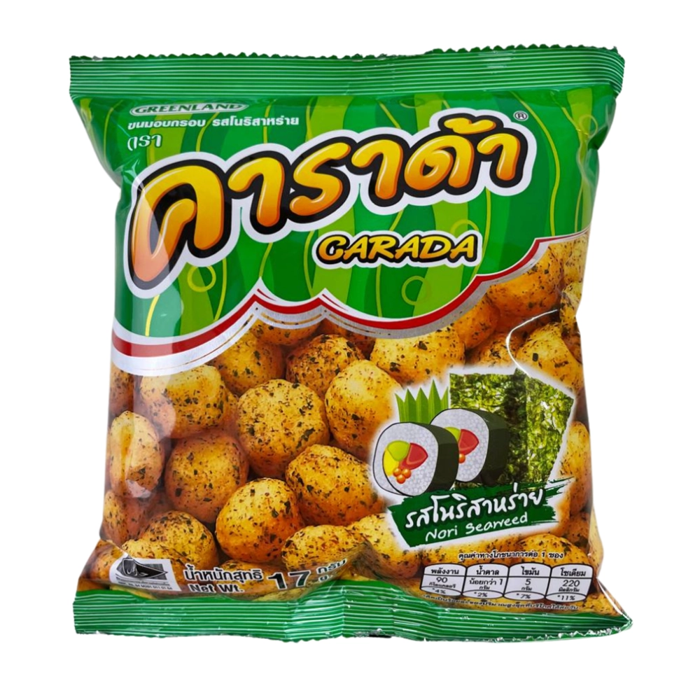 Хрустящие рисовые шарики с водорослями нори Carada, Таиланд, 17 г Хрустящие рисовые шарики с водорослями нори Carada, Таиланд, 17 г