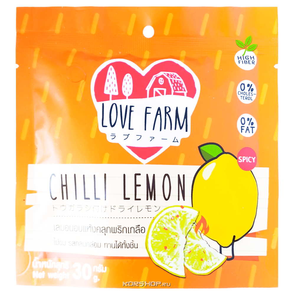 Сушеные лимонные дольки с перцем чили Love Farm, Таиланд, 30 г