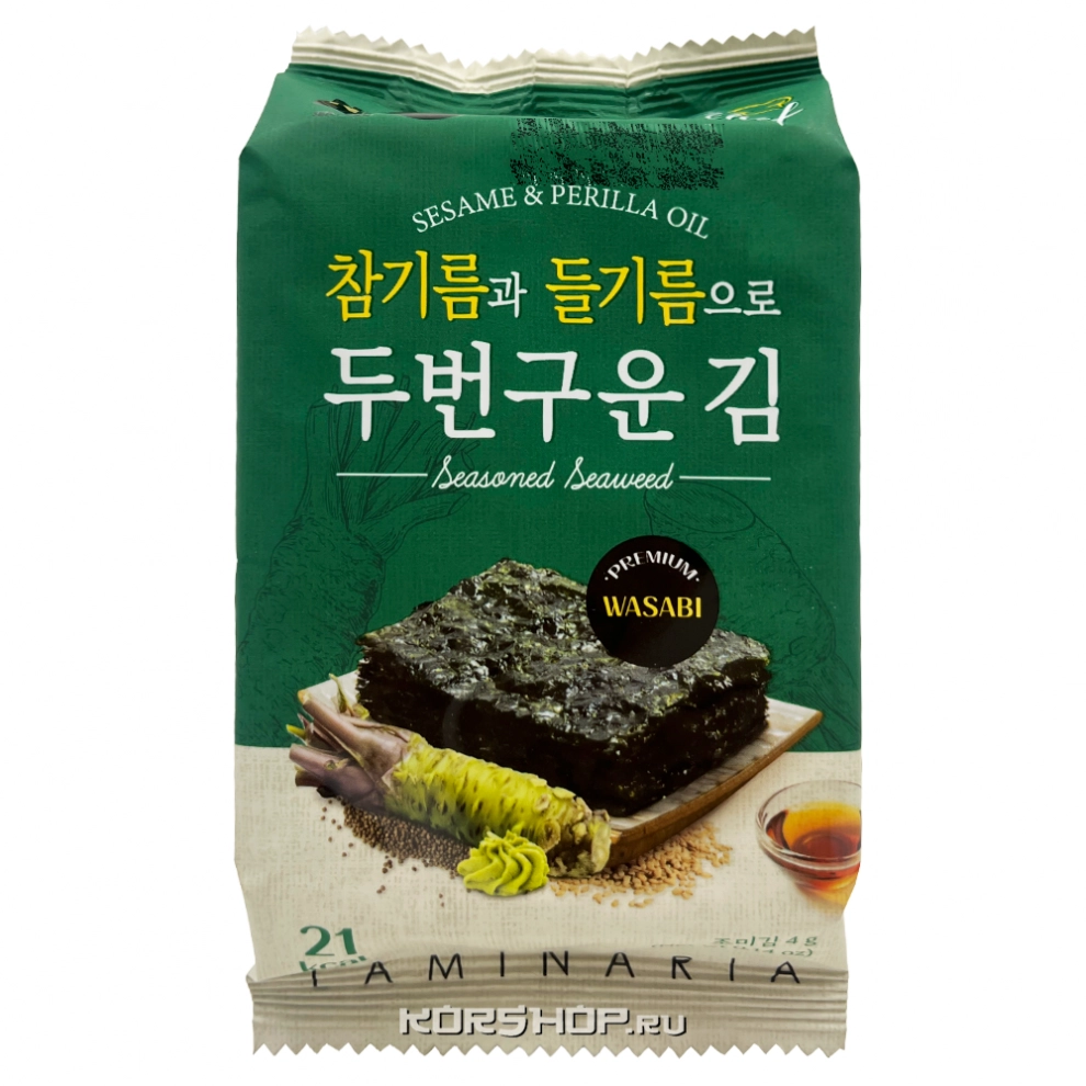 Хрустящая морская капуста со вкусом васаби Nori Land, Корея, 4 г Хрустящая морская капуста со вкусом васаби Nori Land, Корея, 4 г