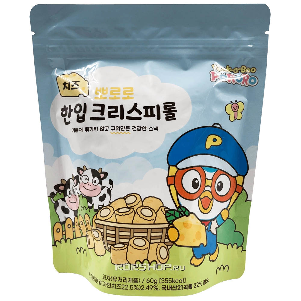 Хрустящий мини ролл со вкусом сыра Pororo Youyoung Global, Корея, 60 г.