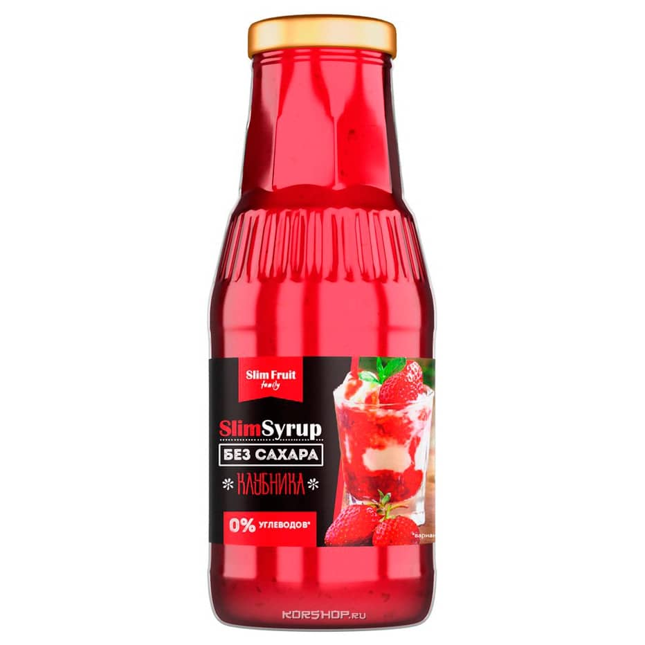 Низкокалорийный клубничный сироп без сахара Slim Fruit, 310 мл.