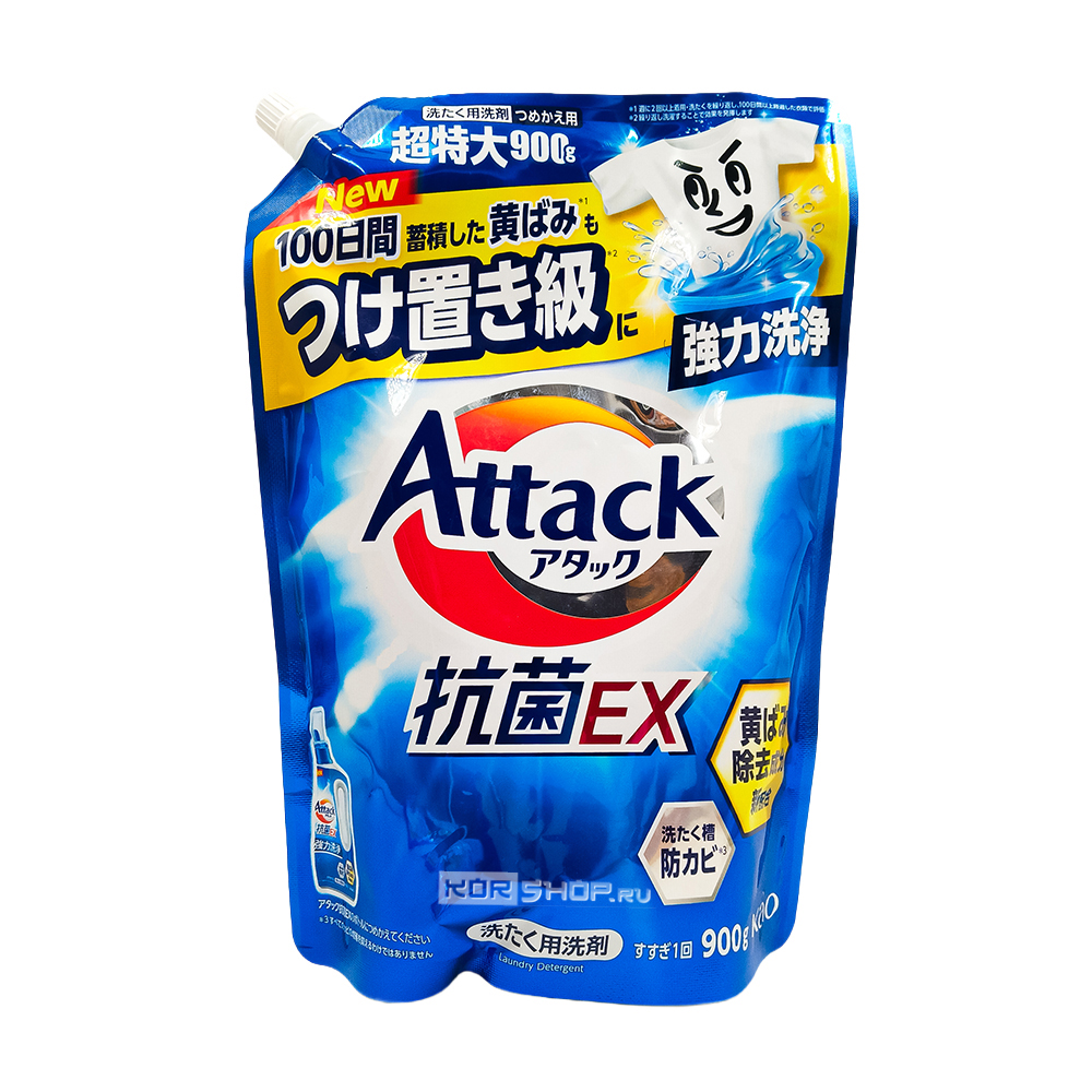 Гель для стирки антибактериальный Экстра-Атака (Attack EX) KAO, Япония, 900 г