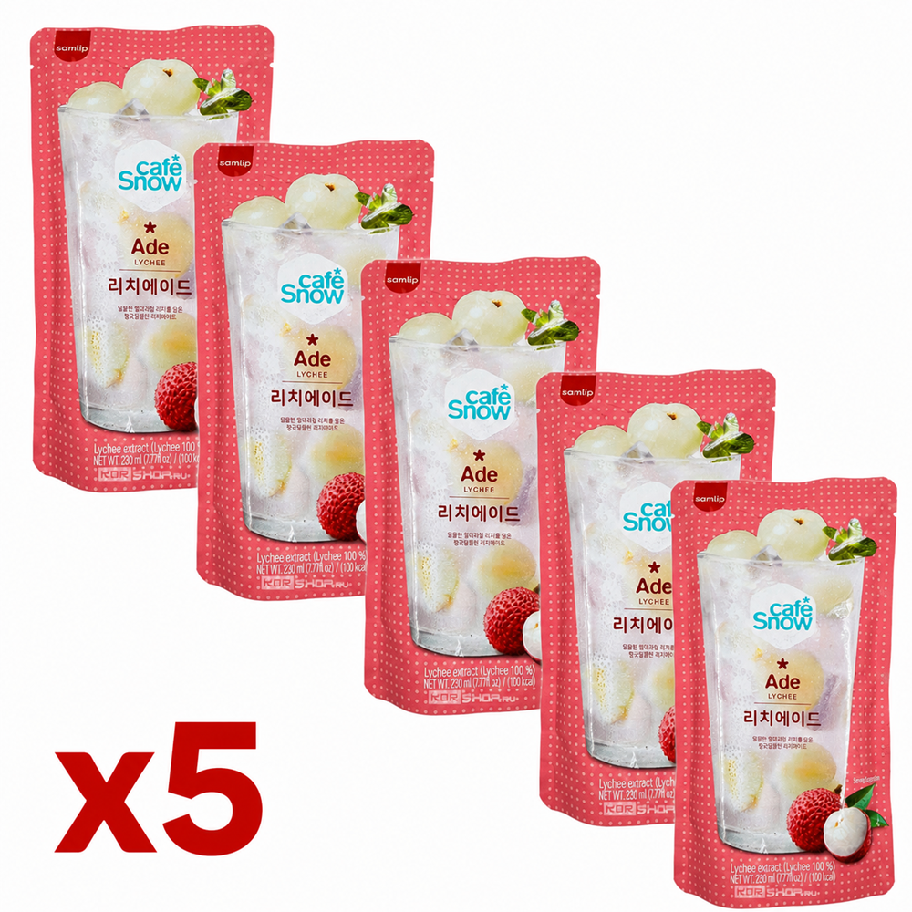 Набор (5 уп. по 230 мл) Напиток б/а «Личи» (Lychee Ade) Самлип / Samlip, Корея, 230 мл х 5 шт.