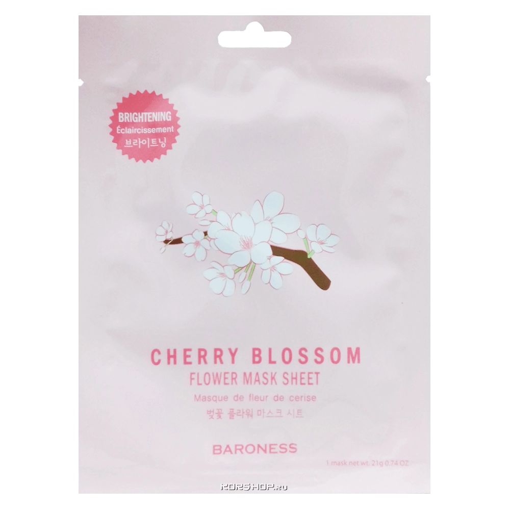 Тканевая маска для лица с экстрактом цветов вишни Baroness, Корея, 21 г