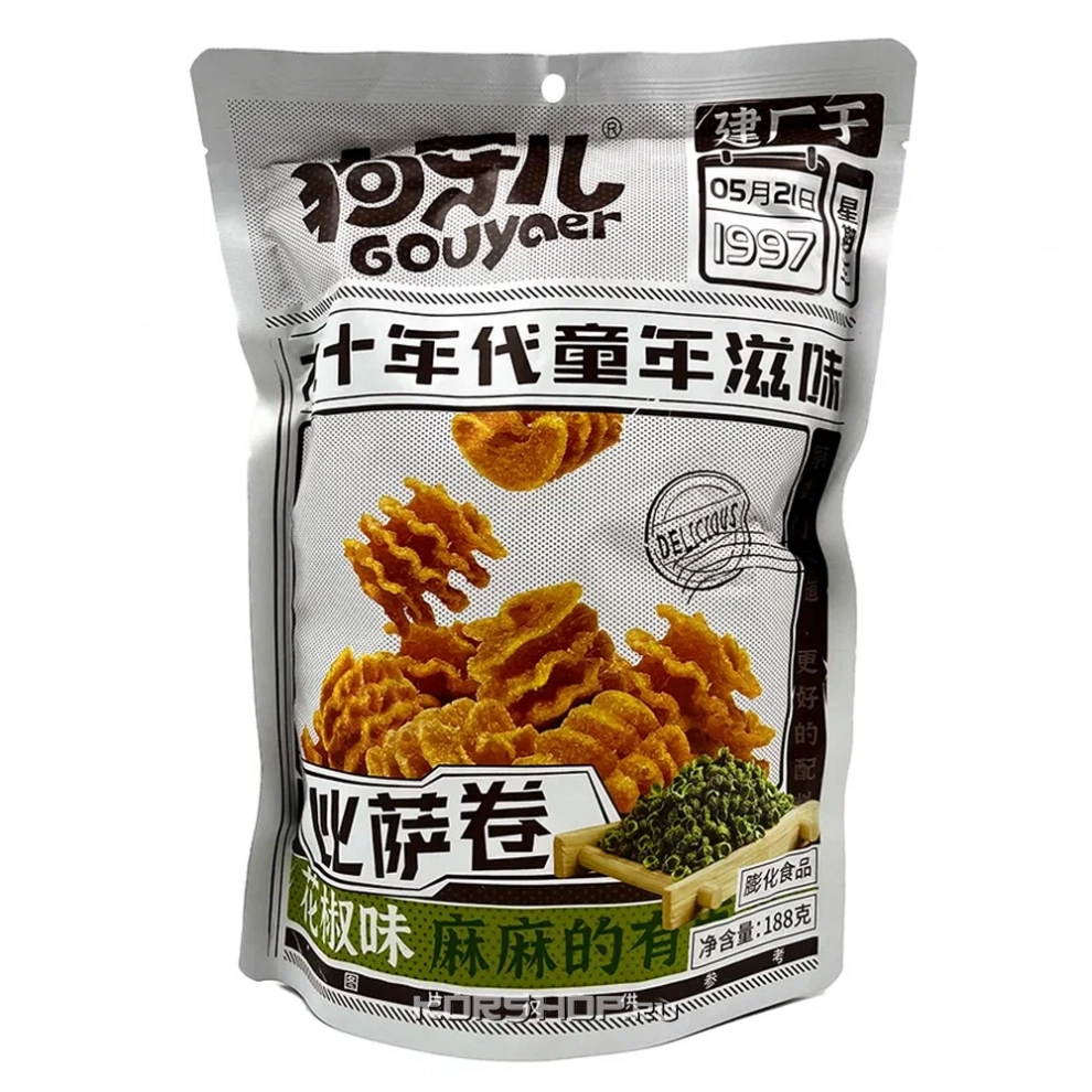 Снэки чипсы рисово - пшеничные пицца ролл со вкусом перца Gouya, Китай, 188 г Снэки чипсы рисово - пшеничные пицца ролл со вкусом перца Gouya, Китай, 188 г