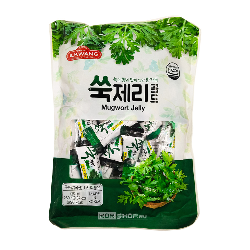 Желейные конфеты со вкусом полыни Mugwort Jelly Ilkwang, Корея, 280 г