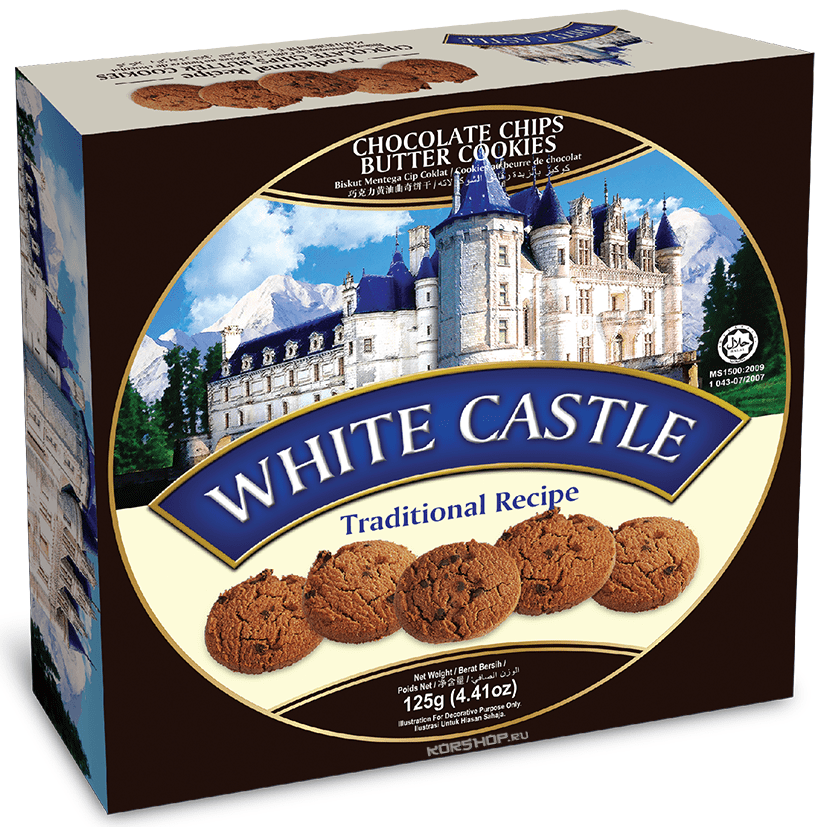 Печенье сливочное с кусочками шоколада White Castle, 125 г