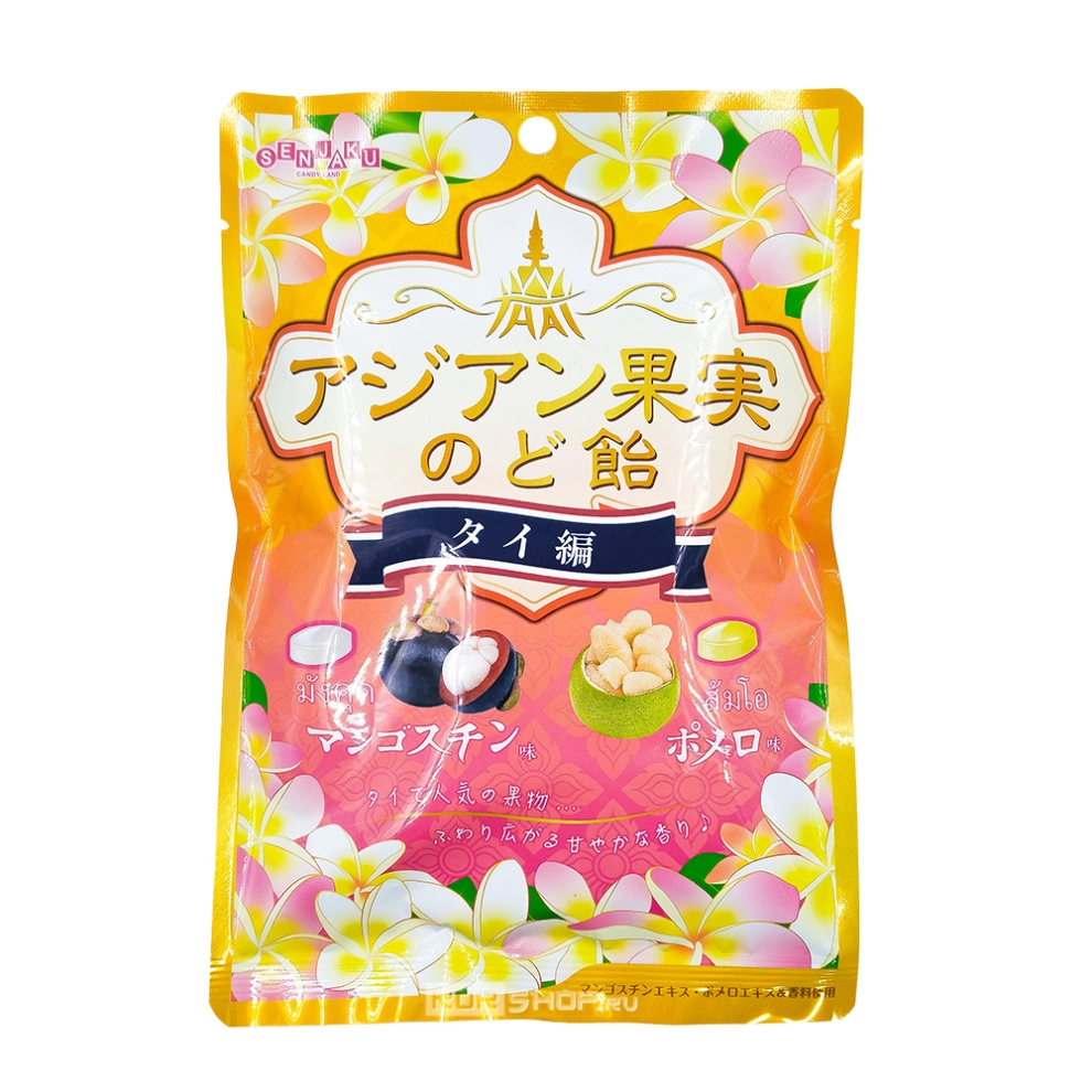 Карамель «Фрукты Таиланда» со вкусами помело и мангостина Senjaku, Япония, 75 г