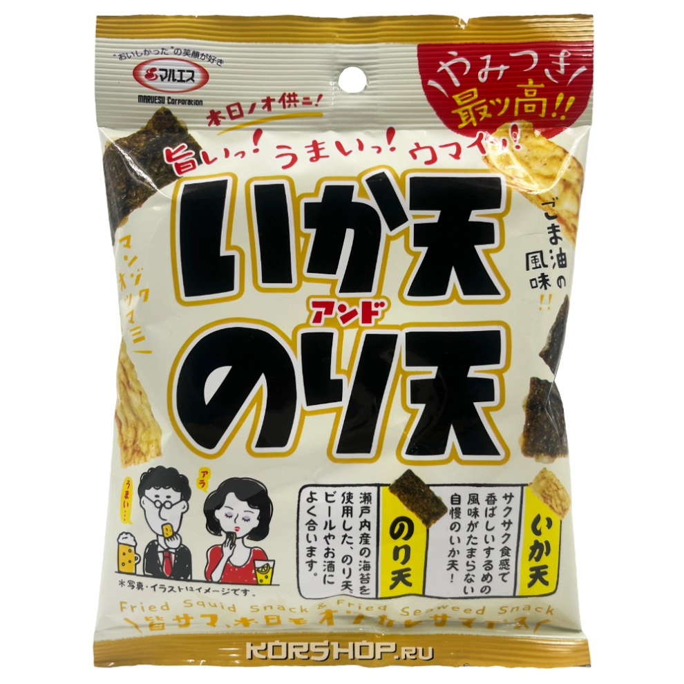 Жареный кальмар с нори Икатэн + Норитэн Maruesu Tabekiri, Япония, 21 г