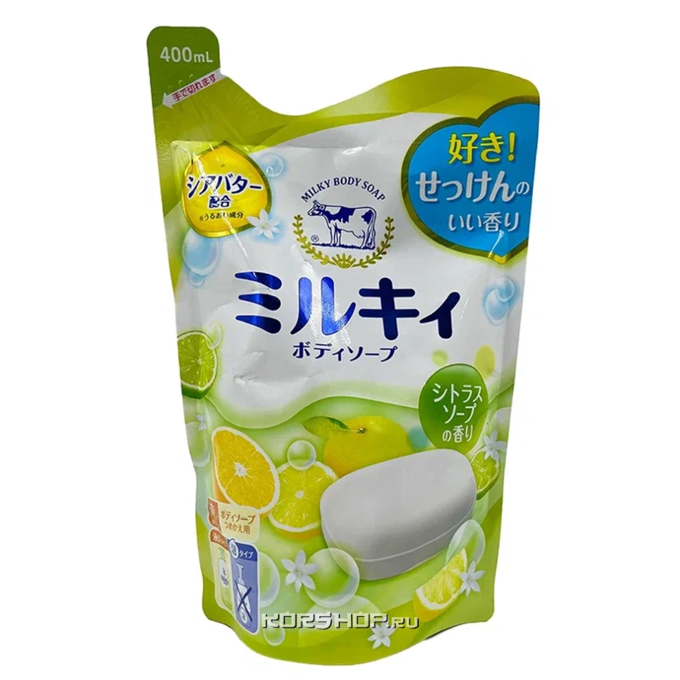Мыло жидкое для тела пенное аромат цитрусовых Cow Brand, Япония, 400 мл (сменный блок) Мыло жидкое для тела пенное аромат цитрусовых Cow Brand, Япония, 400 мл (сменный блок)