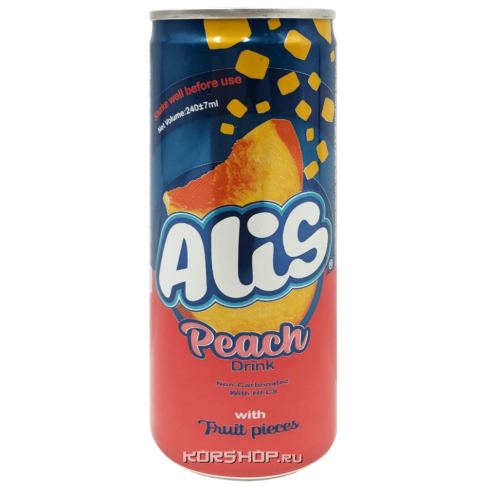 Негазированный персиковый напиток с кусочками фруктов Alis, Иран, 240 мл