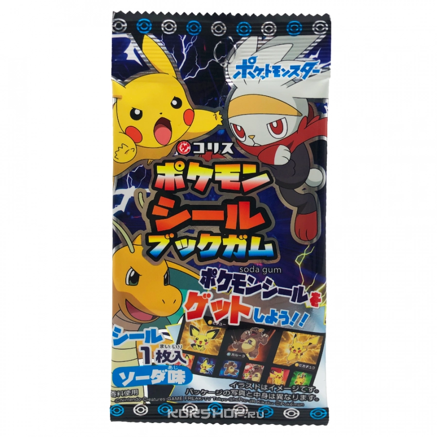 Жевательная резинка со стикер-книжкой Содовая Pokemon Coris, Япония, 10 г Жевательная резинка со стикер-книжкой Содовая Pokemon Coris, Япония, 10 г