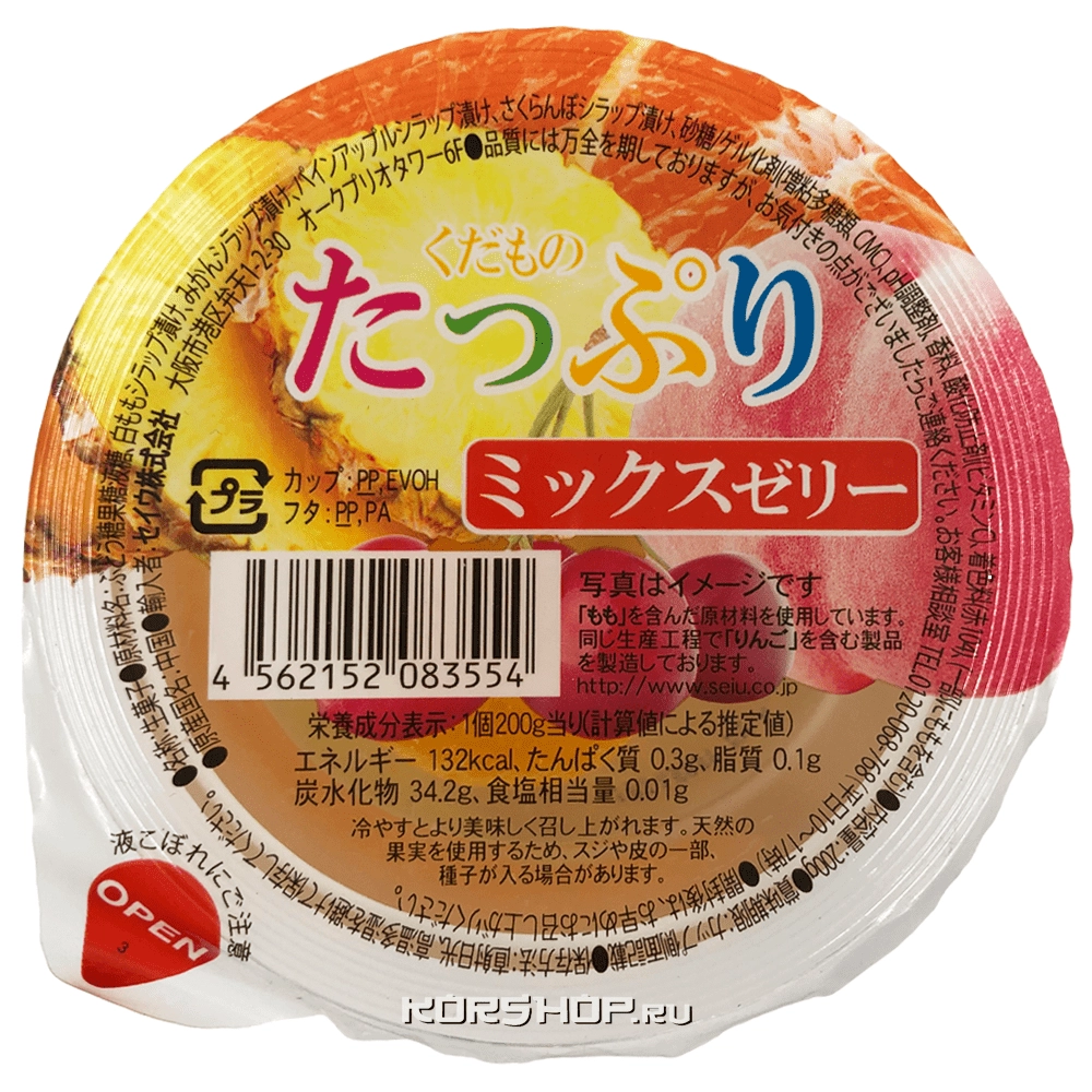 Желе с натуральными фруктами "Фруктовое ассорти" Seiu, Япония, 200 г.