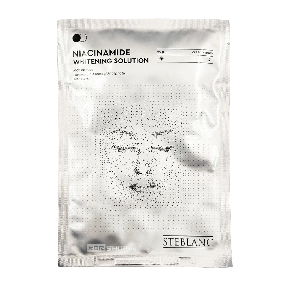 Тканевая крем-маска для лица омолаживающая с ниацинамидом Niacinamide Whitening Solution Creamy Mask Steblanc, Корея, 25 г