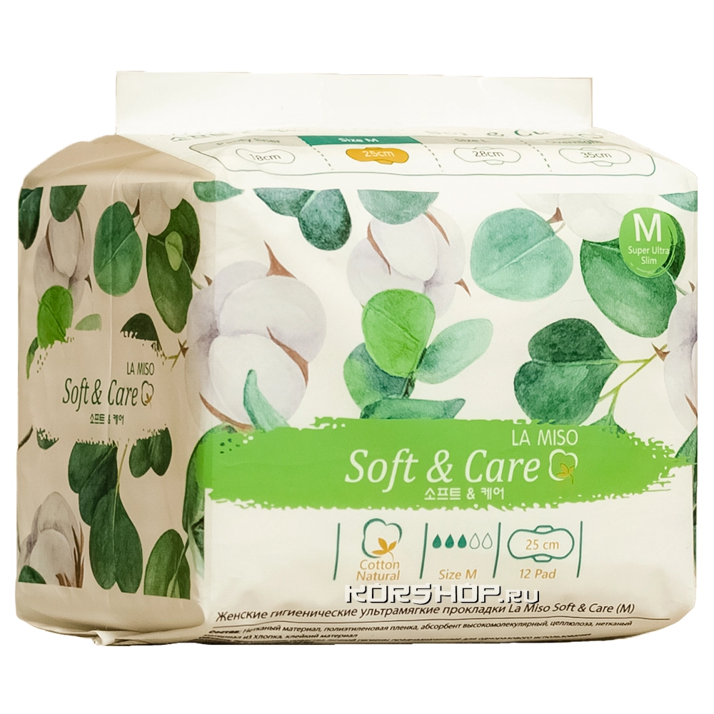Женские гигиенические ультрамягкие прокладки Soft & Care La Miso (M), Корея Женские гигиенические ультрамягкие прокладки Soft & Care La Miso (M), Корея