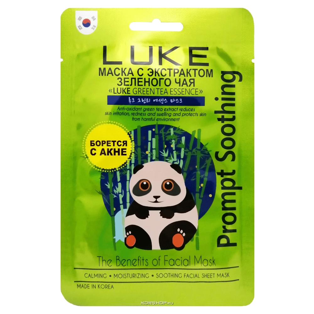 Маска для лица с экстрактом зеленого чая LUKE Green Tea Essence Mask, Корея, 21 г Маска для лица с экстрактом зеленого чая LUKE Green Tea Essence Mask, Корея, 21 г