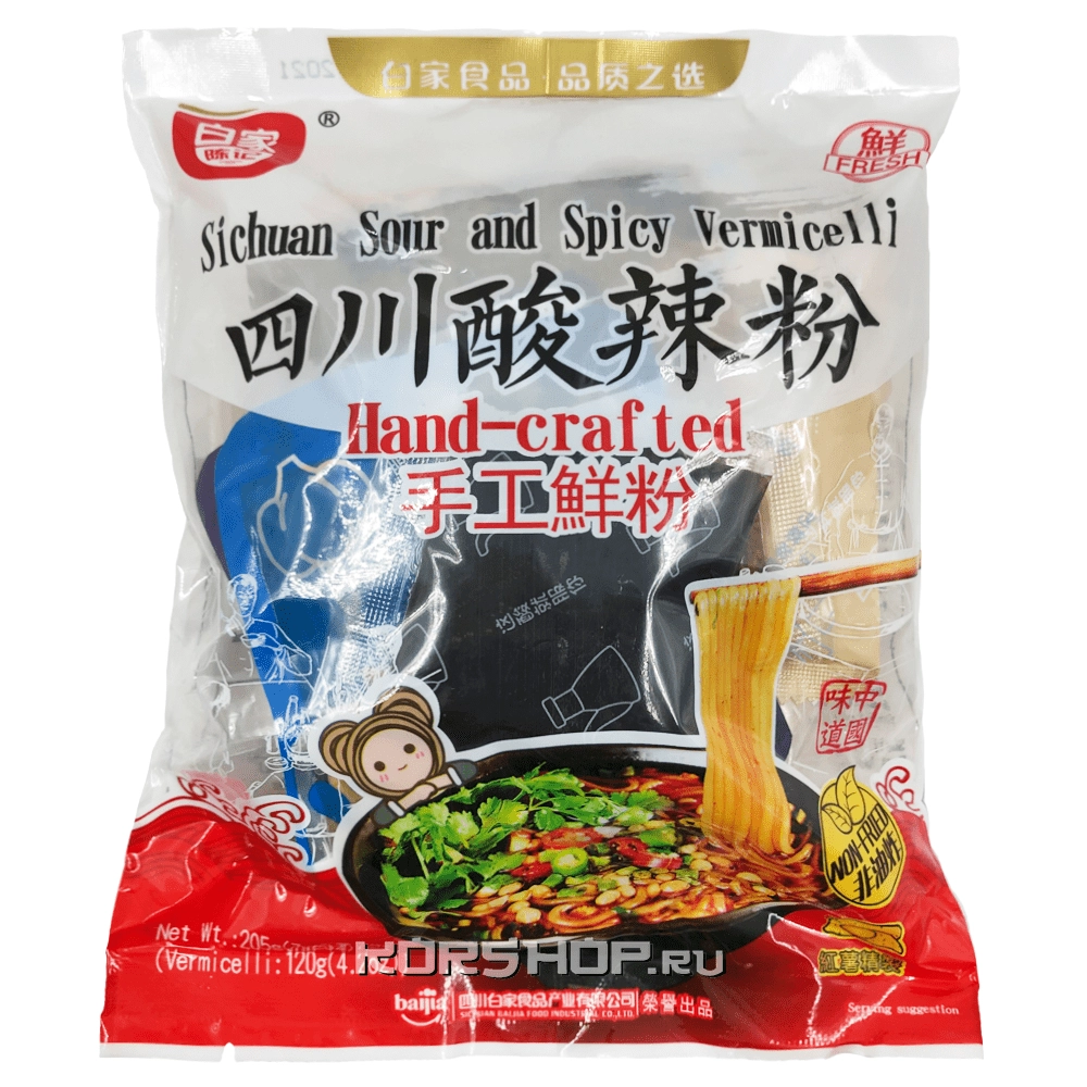 Сычуаньская кисло-острая влажная рисовая лапша Chenji, Китай, 205 г Сычуаньская кисло-острая влажная рисовая лапша Chenji, Китай, 205 г